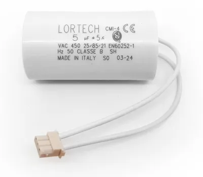 Kondensator 5 µF, Ø 30x55 mm, flacher Boden, Italien
