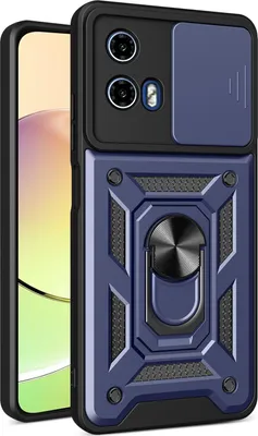 Obrázek produktu pro Pouzdro pro Motorola Moto G04/G24 , TPU Nárazník Silikonové Pouzdro s Kroužkem Stojánek, Ochrana Kamery Modrý