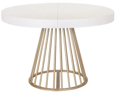 Image de MENZZO Table ronde extensible Soare Blanc pieds Or