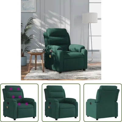 Obrázok produktu pre Masážne kreslo The Living Store tmavozelený zamat