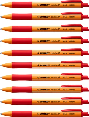 Produktbild von Druck-Kugelschreiber - STABILO pointball - 10er Pack - rot