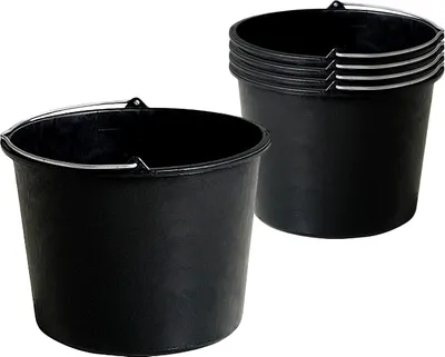 Produktbild von Baueimer 20 Liter Schwarz Putzeimer Literskala : 5 Stück