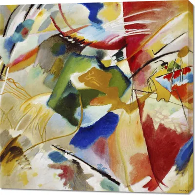 Zdjęcie produktu dla Obraz 100x100cm Painting with Green Center, Wassily Kandinsky