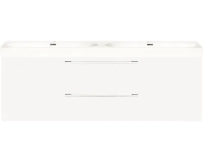 Produktbild von Doppelwaschbecken mit Unterschrank Differnz SOMERO BxHxT 120x57x38 cm Frontfarbe weiss hochglanz 36.104.88