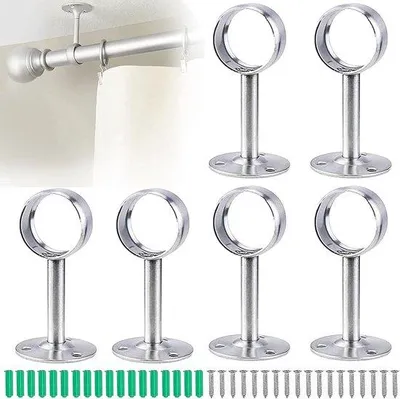 Obrázek produktu pro Nerezové záclonové tyče - 6 kusů - pro montáž na stěnu nebo strop