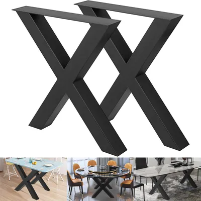 Produktbild von Tischbeine – Set mit 2 Metall-X-förmigen Beinen für Industrietische mit den Maßen 720 x 760 mm