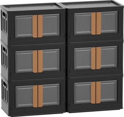 Produktbild von Kunststoff-Boxen, 32L, transparent, groß, 6 Stück, schwarz