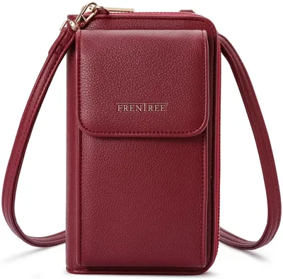 Produktbild von Damen Handy Umhängetasche, Geldbörse Portemonnaie mit Schultergurt und Handyfach, multifunktionale crossbody Tasche mit Reißverschluss und Magnetverschluss, Oliv