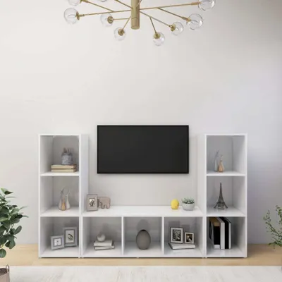 Produktbild von Möbel TV-Schränke 3 Stk. Weiß 107x35x37 cm Holzwerkstoff - TV-Schränke 3079961