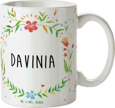 Produktbild von Mr. & Mrs. Panda Henkeltasse Davinia - Geschenk, Teepott, Tasse mit Spruch, Becher, kaffeebecher keramik, kaffeetasse bedruckt