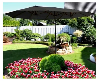 Produktbild von Doppelsonnenschirm 4,6 x 2,7 m Oval Anthrazit Gartenschirm Kurbel
