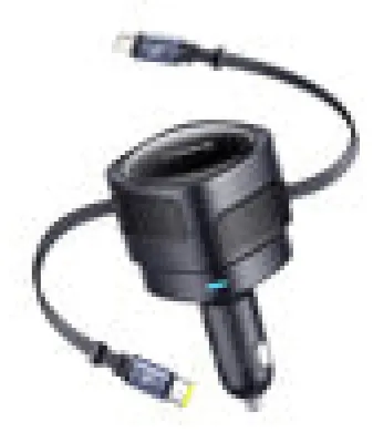 Immagine prodotto di Baseus Enjoyment Max Caricabatterie da auto con cavi Usb-C+Lightning 60W Nero