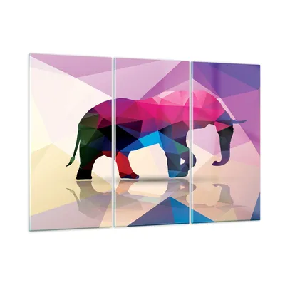Produktbild von Bilder auf glas - Elefanten Illustration Bunt - 105x70cm - Glasbilder - Wandbilder - Kunstdruck - zum Aufhängen bereit - Wanddekoration aus Glas - Glas Bilder - Wandbild auf Glas - GCE105x70-2807