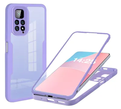 Produktbild von 360 Grad Handyhülle für Xiaomi Redmi Note 11 Full Cover Rundum Schutz Farbe: Violett