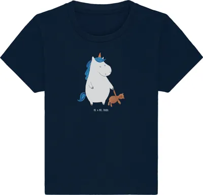 Produktbild von Mr. & Mrs. Panda Babyshirt Einhorn Teddy 12. - 18. Monat - French Navy - Geschenk, schlafen, Öko Baby T-Shirt, Einhörner, Bett, Freundin, , Gute Nacht, Top, Unicorn
