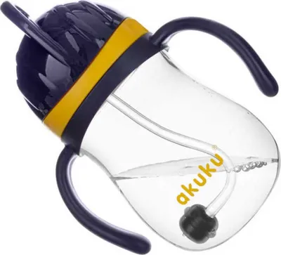 Produktbild von Magiczna butelka ze słomką i ciężarkami Akuku 280 ml żółta