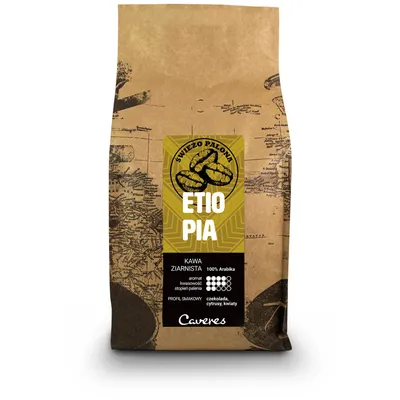 Zdjęcie produktu dla Kawa ziarnista Caveres ETIOPIA 100% Arabica 250 g ŚWIEŻO PALONA rzemieślnicza palarnia kawy premium