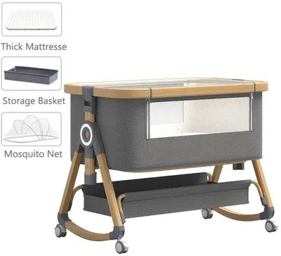 Produktbild von 3-in-1-Babybett - 6 Höhen - Schwenkbar - Antibakteriell - 92x55cm - 0-36 Monate - 0-15kg - Anti-Reflux