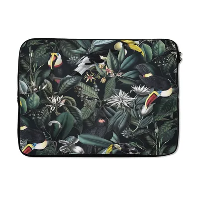 Produktbild von MuchoWow® Laptop Hülle 13 Zoll Blumen - Tukan - Blätter Laptoptasche - Laptophülle - Sleeve - Rundumschutz