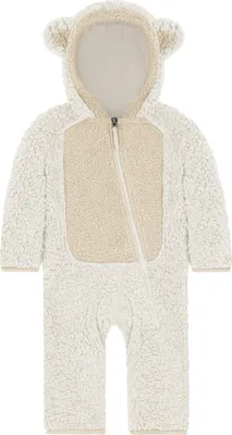 Produktbild von normani Kinder Overall aus recyceltem Teddyfleece mit Kapuze und umkrempelbaren Ärmeln und Beinen