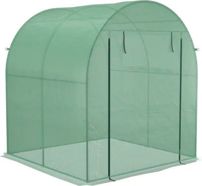 Produktbild von Gewächshaus, 180 x 180 x 200 cm Foliengewächshaus mit Rolltür, UV Schutz, Treibhaus, Tomatenhaus mit Seitenfenster, PE-Gitterfolie, Winterfest Pflanzenhaus für Garten, Balkon, Grün