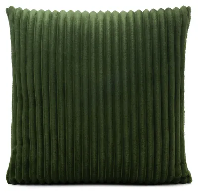 Produktbild von GÖZZE Cord Kissen weiches gefülltes Mikrofaser-Kissen in Cordoptik mit samtweicher Rückseite Dunkelgrün 50 x 50 cm