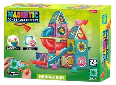 Immagine prodotto di Set di montaggio con pannelli magnetici per pista per biglie - 78 pezzi