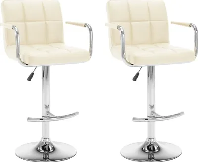 Produktbild von Barhocker 2 Stk. Creme Kunstleder