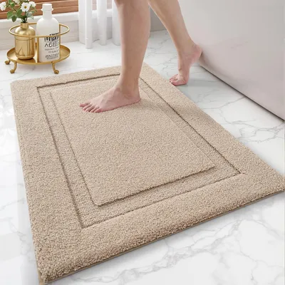Obrázek produktu pro Koberec z mikrovlákna, protiskluzový, omyvatelný, rozměry 50 x 80 cm, béžová barva