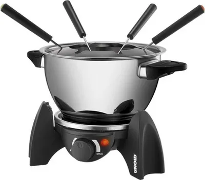 Produktbild von Fondue-Set 48615 (edelstahl/schwarz, 500 Watt, Edelstahl- und Keramiktopf)