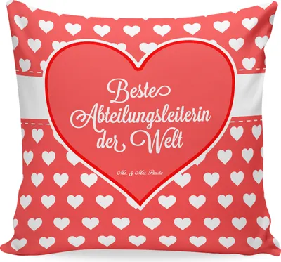 Produktbild von Mr. & Mrs. Panda Sofakissen Abteilungsleiterin - Geschenk, Kissen 40x40, bedruckt, Kuschel, Kollegin, Vorgesetzte, Bedrucktes, Ruhestand, kuschelkissen