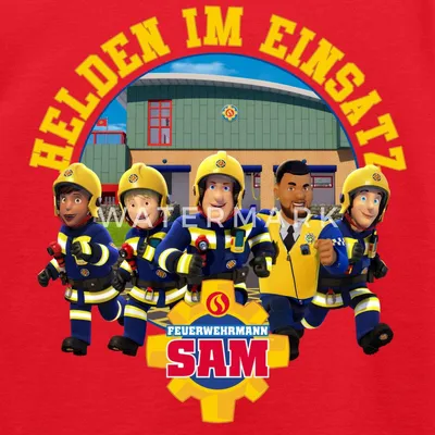 Produktbild von Spreadshirt Feuerwehrmann Sam™ Helden Im Einsatz Kinder T-Shirt, 98/104 (3-4 Jahre), Rot