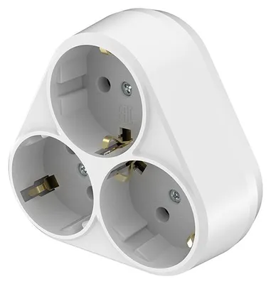 Image de Adaptateur multiprise compact Braytron à 3 prises, prises de type F, répartiteur de prises, forme triangulaire