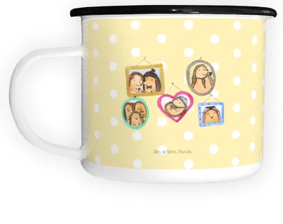 Produktbild von Mr. & Mrs. Panda emaillebecher Igel Familie - Gelb Pastell - Geschenk, Liebe, Teetasse, Bilder, großer becher, Bruder, Teebecher, Pott, Große Tasse, Muttertag