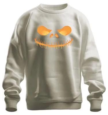 Zdjęcie produktu dla Halloween Grinning Skull Glowing Neon Yellow Horror Glowing Uni  Sweatshirt Pullover, Natural, XL