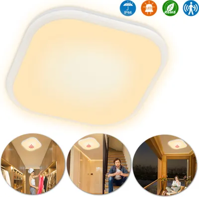 Obrázek produktu pro UISEBRT 24W LED stropní svítidlo s detektorem pohybu Stropní svítidlo pro chodby IP44 Vodotěsné teplé bílé 30x30cm