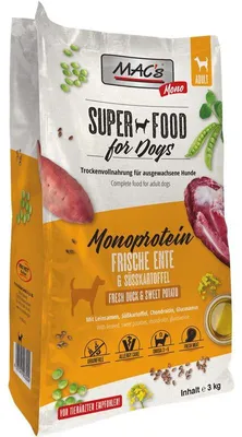 Produktbild von MAC's Dog Hundefutter Mono Ente Trockenfutter 3kg getreidefrei glutenfrei