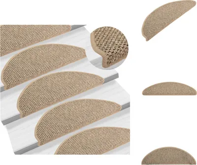 Obrázek produktu pro vidaXL Samolepicí rohože na schody Sisal 15 ks 65x21x4cm Tmavě béžová - Rohože na schody