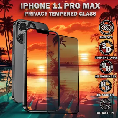 Produktbild von 1-Pack iPhone 11 Pro Max Displayschutzfolie Privacy - Gehärtetes Glas 9H - Super Qualität 3D