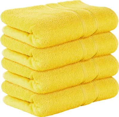 Produktbild von StickandShine 4er SET Premium Frottee Badetuch 100x150 cm in gelb in 500g/m² aus 100% Baumwolle