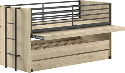 Produktbild von Hochbett >Sam< in Eiche Melamin Nachbildung - 219x219x116,6x98 (LxBxHxT)