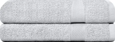 Produktbild von CAMRY Handtuch Set 2-teilig - 2 Duschtücher 70x140 cm aus 100% Baumwolle - weiche und saugstarke Tücher in Farbe Silber