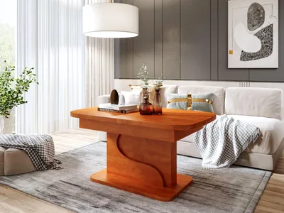 Produktbild von Design Couchtisch DA-111 höhenverstellbar ausziehbar 120 bis 200 cm Tisch Esstisch Wohnzimmer abgerundete Ecken