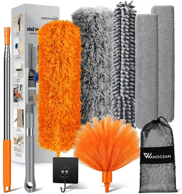 Productafbeelding van Stofzuigerborstel set 10-delig, tot 250 cm, telescoopstang, microvezel, voor huis