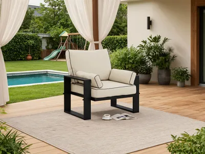 Produktbild von MKS MEBLE Einzelsessel, Gartenstühle, Wetterfest, Gartensessel, Outdoor Sessel - ELBA - beige