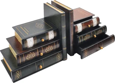 Zdjęcie produktu dla Podpórki do książek vintage drewniany organizer regał gabinet (zestaw