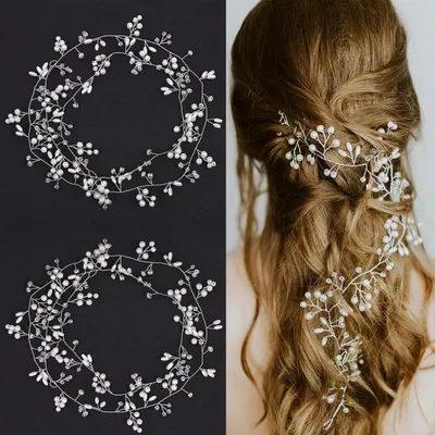 Produktbild von Brauthaarschmuck mit Kristallen und Perlen - Haaraccessoires für Hochzeit - Für Braut & Brautjungfern - Silber - Set aus 2 Stück