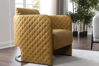 Produktbild von Sessel Ohrensessel Cocktailsessel Sitzer Modern Kunstleder Gelb Design