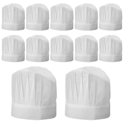 12 Kinder-Kochmützen, 20 cm, verstellbar, weiß, Vliesstoff