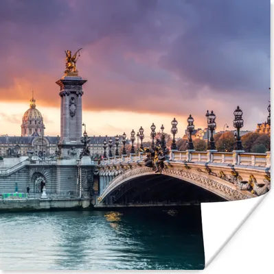 Produktbild von MuchoWow® Poster Paris - Brücke - Himmel 100x100 cm - Babyzimmer